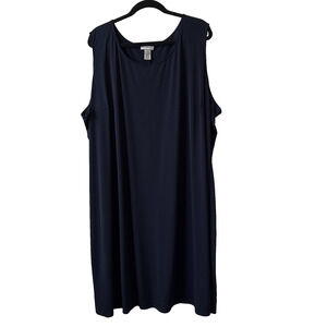 Catherines Womens Plus 5X Classic Navy Blue Sleeveless Stretch Sheath Tank Dress